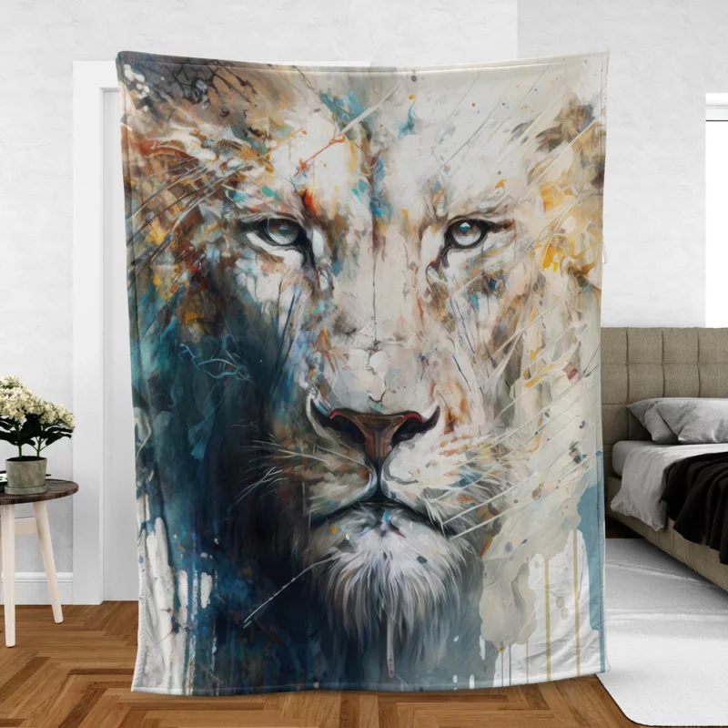 Abstract White Lion Art Fleece Blanket