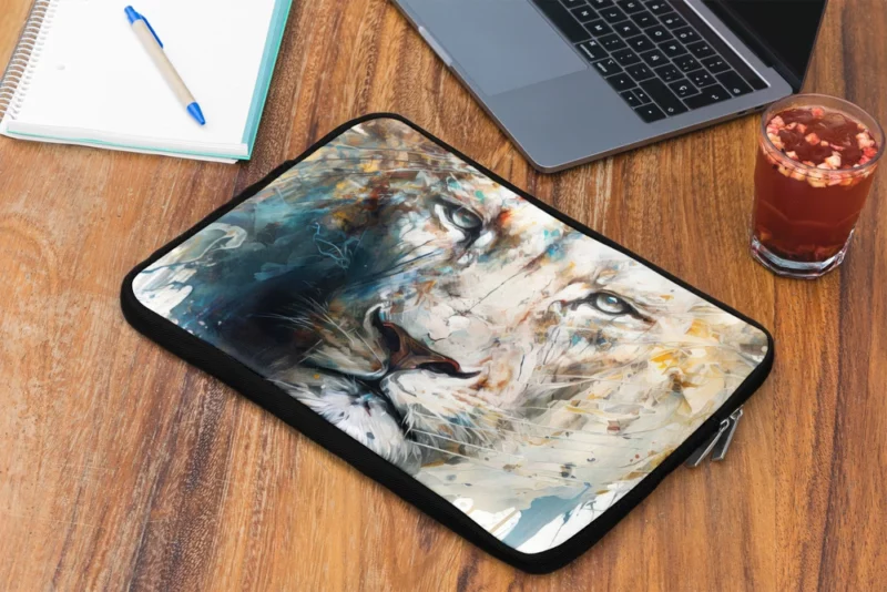 Abstract White Lion Art Laptop Sleeve 2