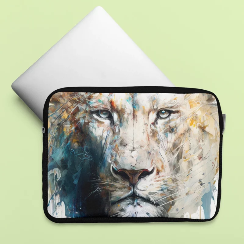 Abstract White Lion Art Laptop Sleeve