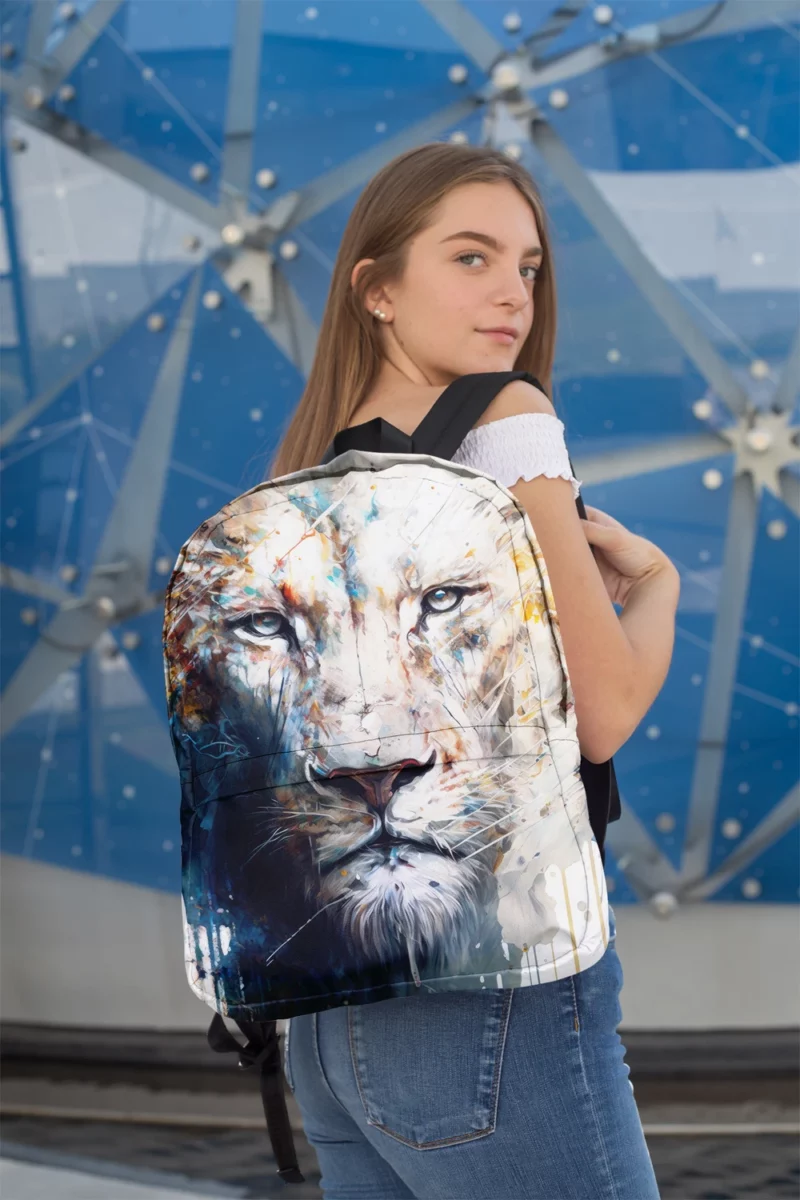 Abstract White Lion Art Minimalist Backpack 2