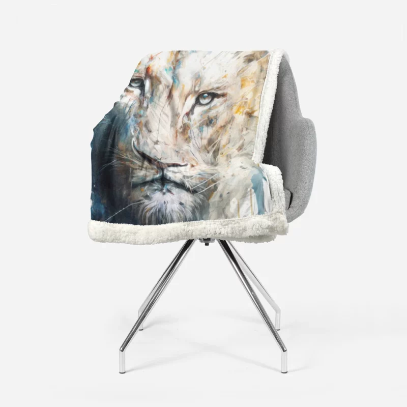 Abstract White Lion Art Sherpa Fleece Blanket 1