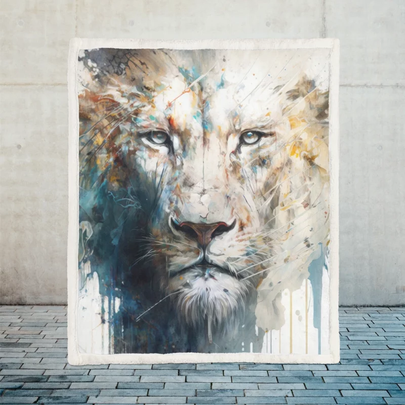 Abstract White Lion Art Sherpa Fleece Blanket