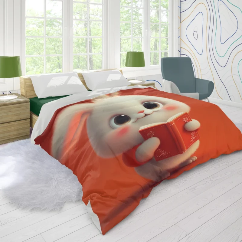 Adorable Animated Bunny Duvet Cover