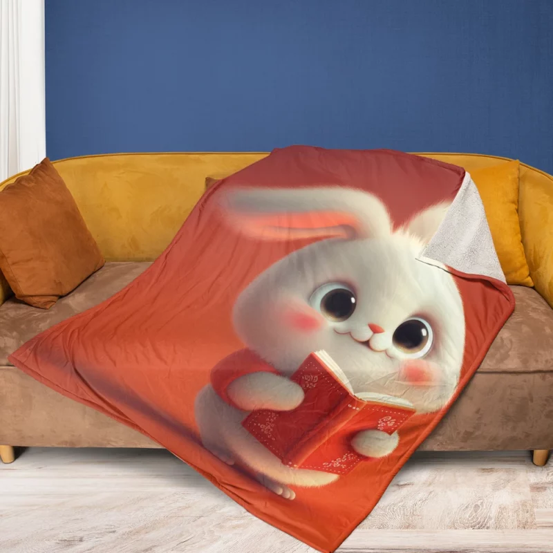 Adorable Animated Bunny Fleece Blanket 1