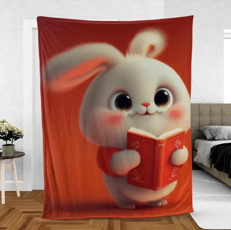 Adorable Animated Bunny Fleece Blanket