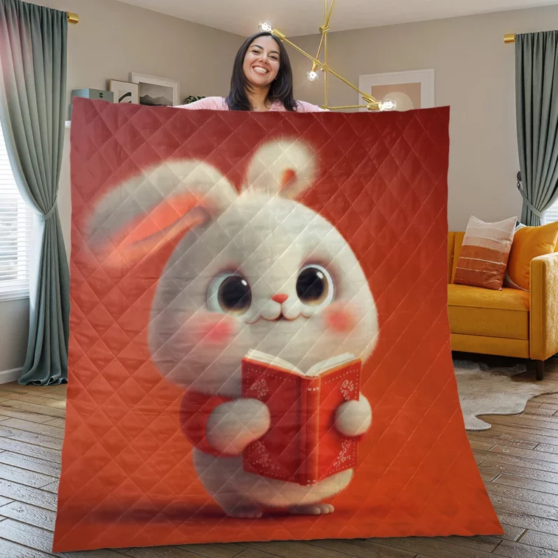 Adorable Animated Bunny Quilt Blanket