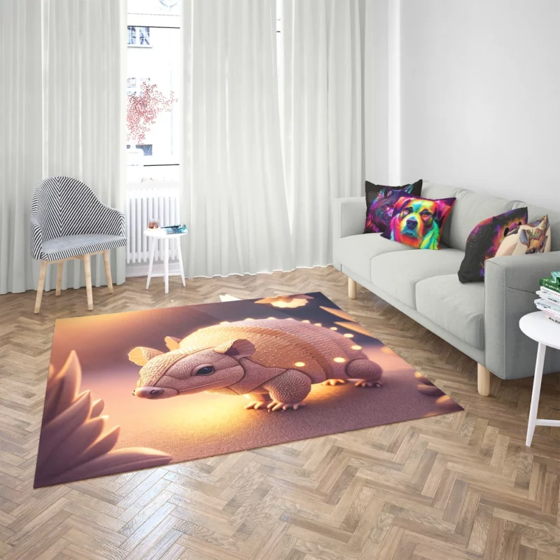 Adorable Armadillo Drawing Rug 2