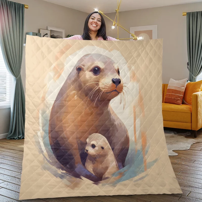 Adorable Baby Otter Quilt Blanket