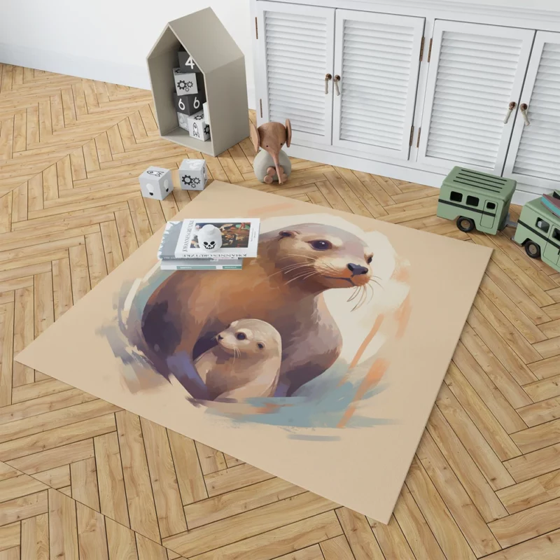 Adorable Baby Otter Rug 1