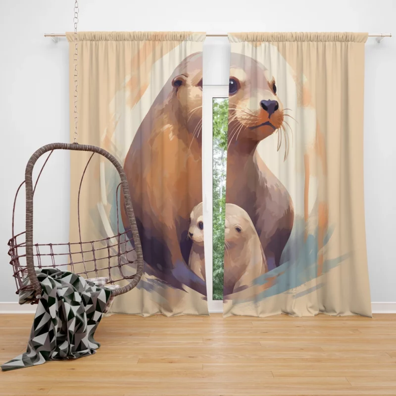 Adorable Baby Otter Window Curtain