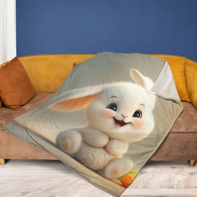 Adorable Bunny Artwork Fleece Blanket 1