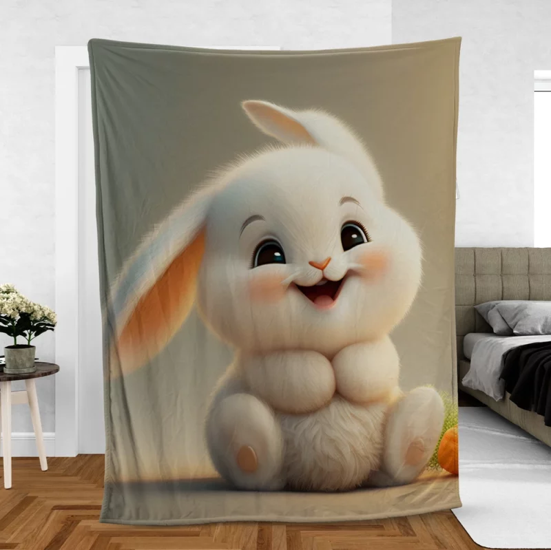 Adorable Bunny Artwork Fleece Blanket