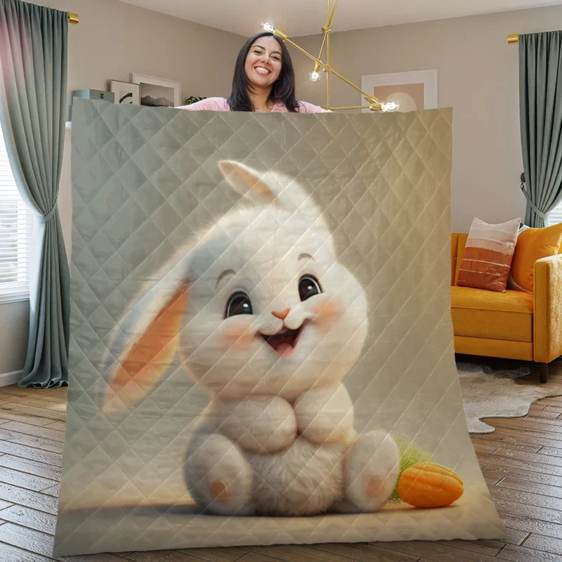 Adorable Bunny Artwork Quilt Blanket