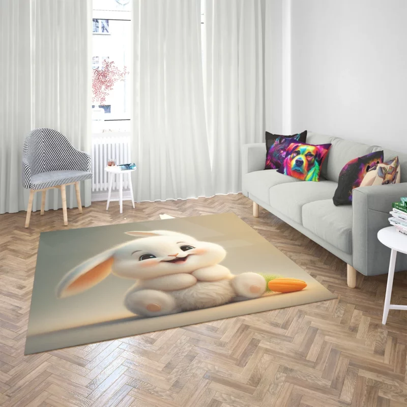 Adorable Bunny Artwork Rug 2