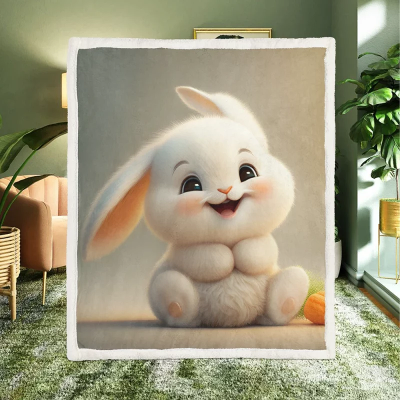 Adorable Bunny Artwork Sherpa Fleece Blanket