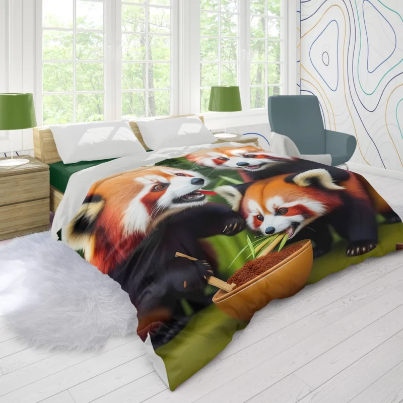 Adorable Kids Panda in Bamboo Haven Duvet Cover