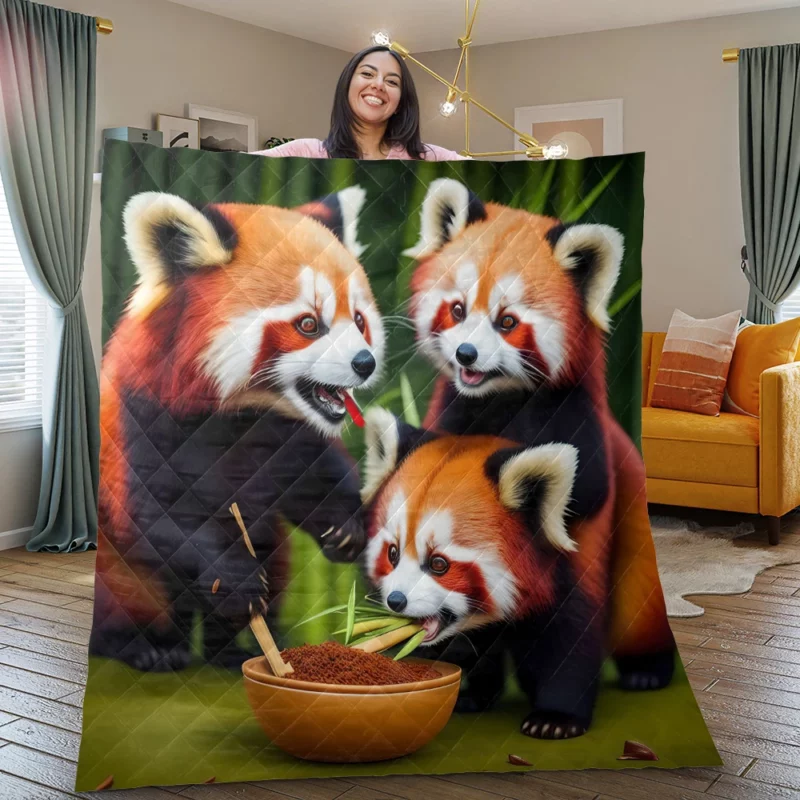 Adorable Kids Panda in Bamboo Haven Quilt Blanket