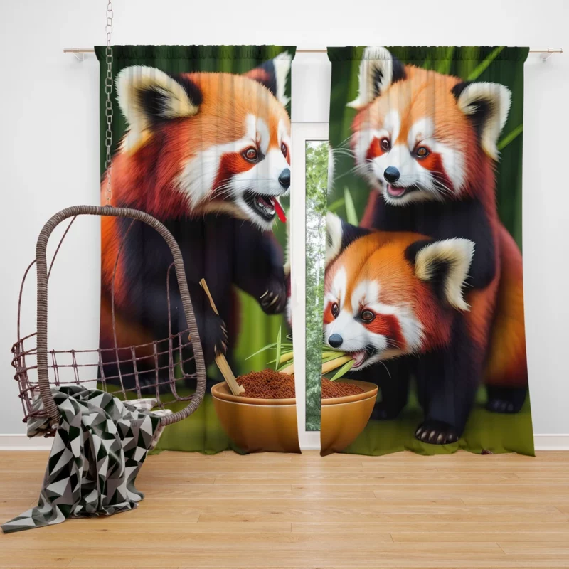 Adorable Kids Panda in Bamboo Haven Window Curtain