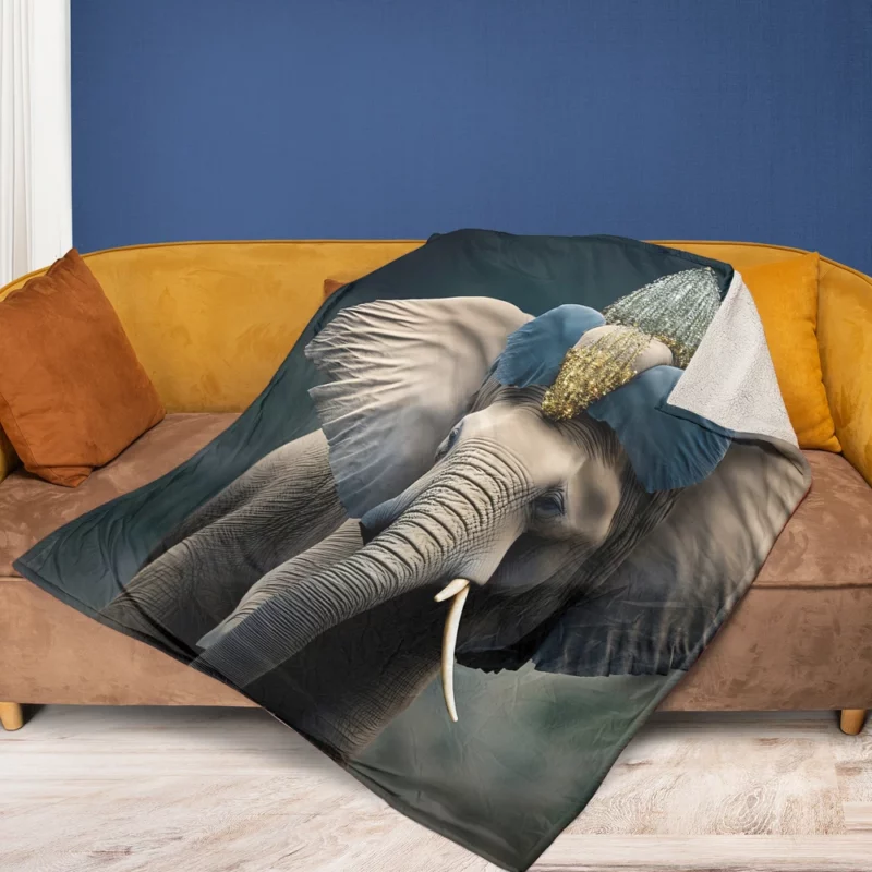 African Elephant Portrait Art Fleece Blanket 1