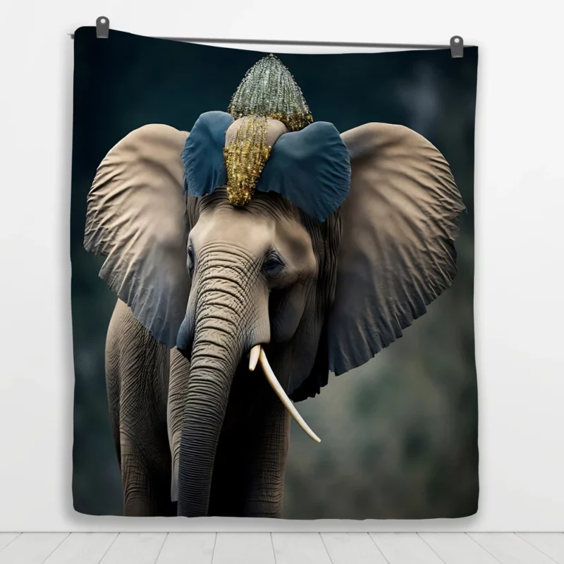 African Elephant Portrait Art Quilt Blanket 1