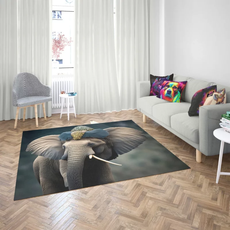 African Elephant Portrait Art Rug 2