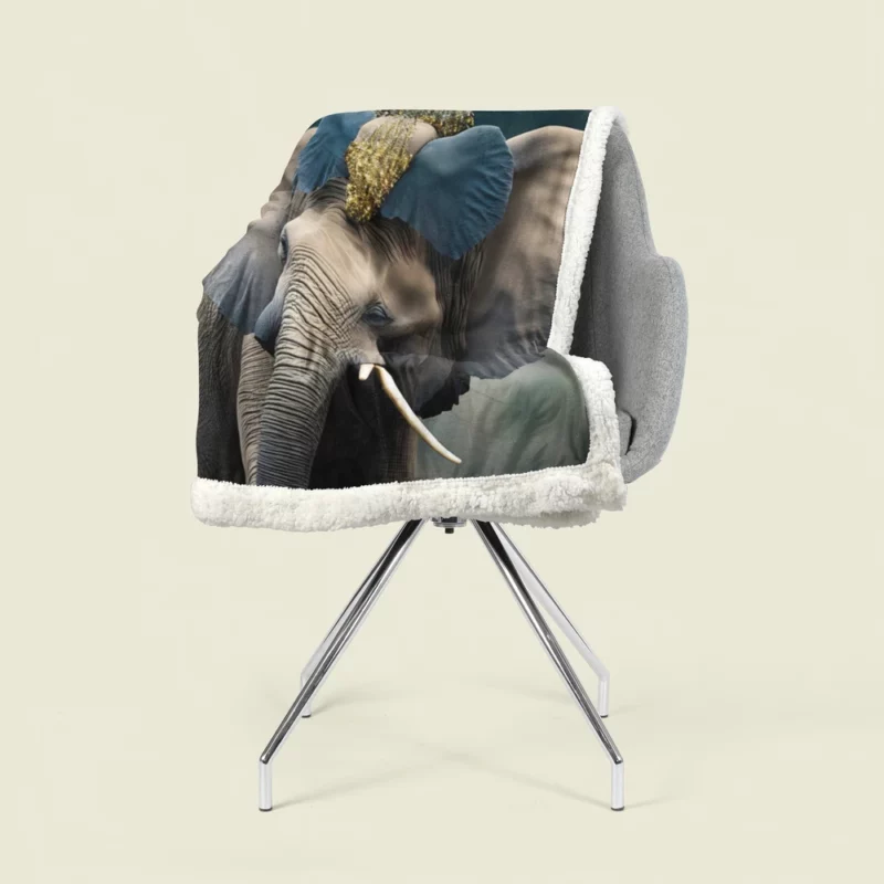 African Elephant Portrait Art Sherpa Fleece Blanket 1