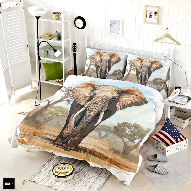 African Elephant Vector Art Bedding Set