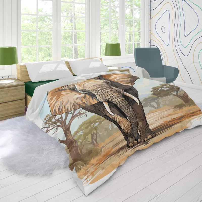 African Elephant Vector Art Duvet Cover