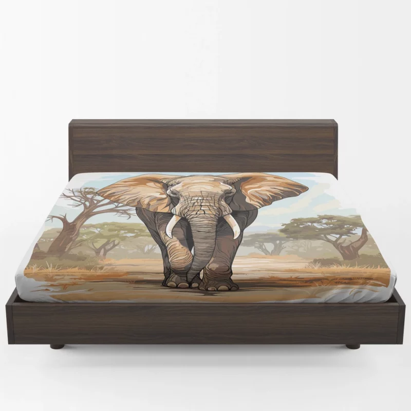 African Elephant Vector Art Fitted Sheet 1