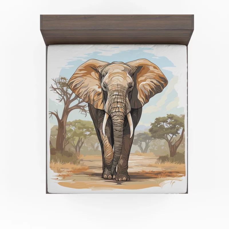 African Elephant Vector Art Fitted Sheet