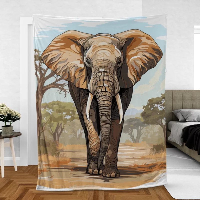 African Elephant Vector Art Fleece Blanket