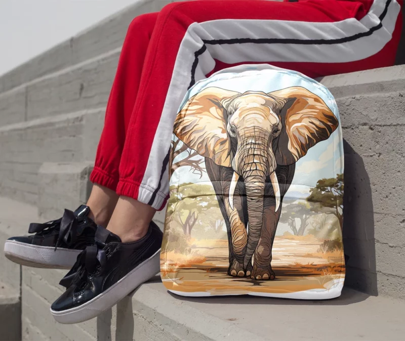 African Elephant Vector Art Minimalist Backpack 1