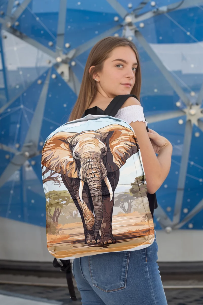 African Elephant Vector Art Minimalist Backpack 2