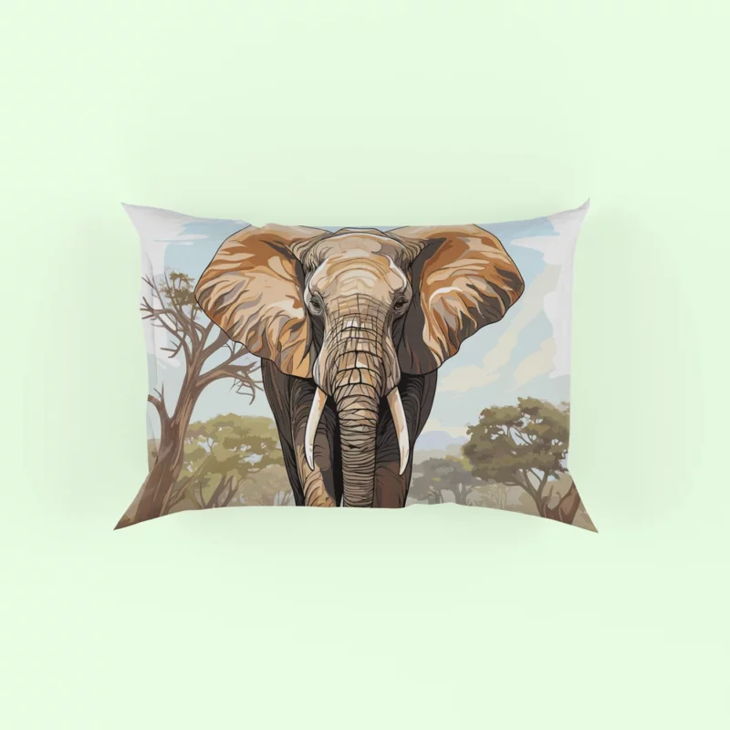 African Elephant Vector Art Pillow Case