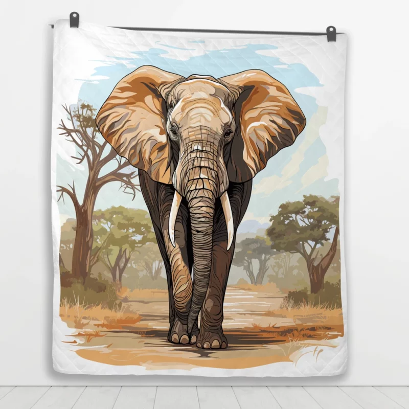 African Elephant Vector Art Quilt Blanket 1