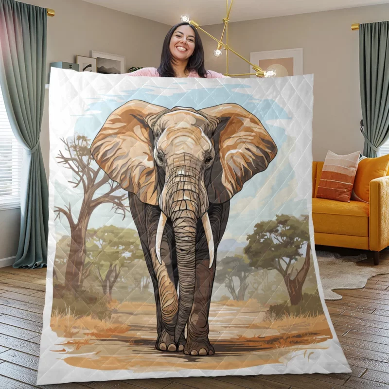 African Elephant Vector Art Quilt Blanket