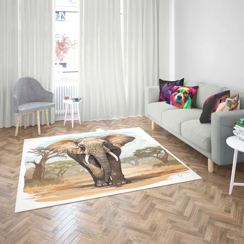 African Elephant Vector Art Rug 2