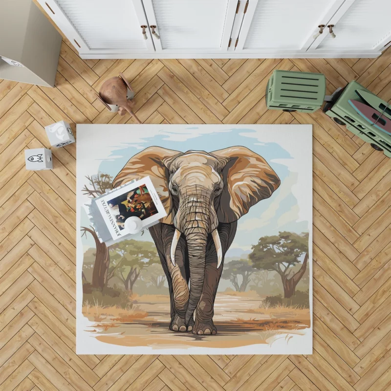 African Elephant Vector Art Rug