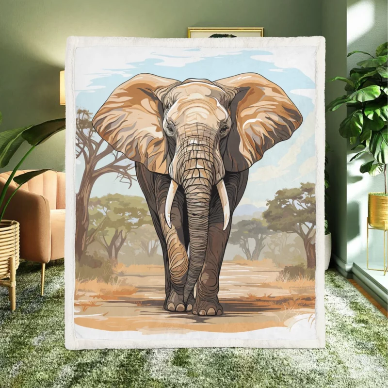 African Elephant Vector Art Sherpa Fleece Blanket