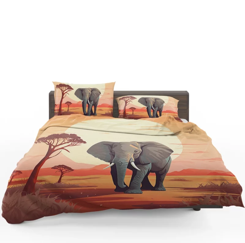 African Elephant in Savanna Bedding Set 1