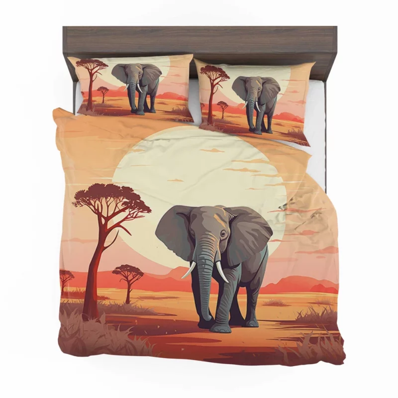 African Elephant in Savanna Bedding Set 2