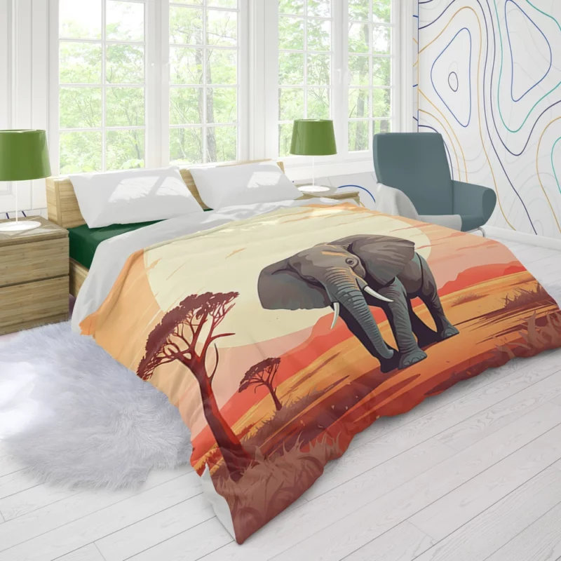 African Elephant in Savanna Duvet Cover