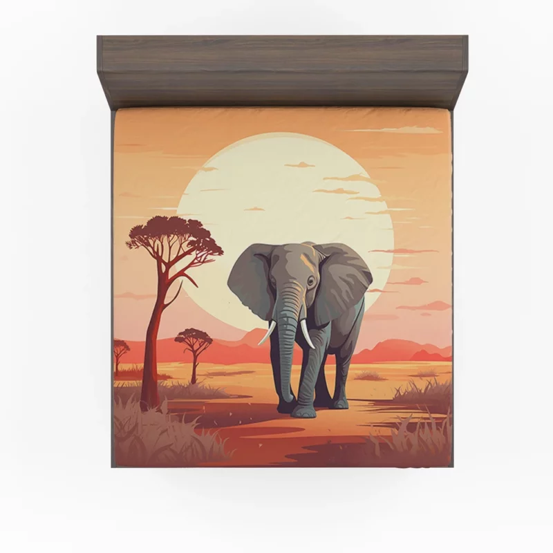 African Elephant in Savanna Fitted Sheet