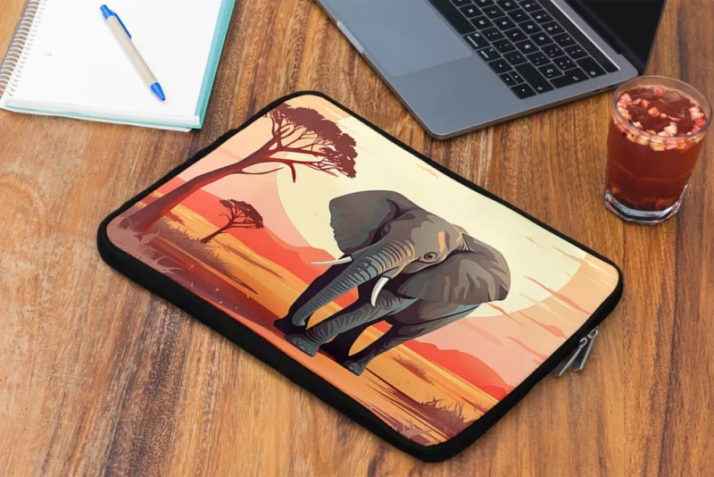 African Elephant in Savanna Laptop Sleeve 2