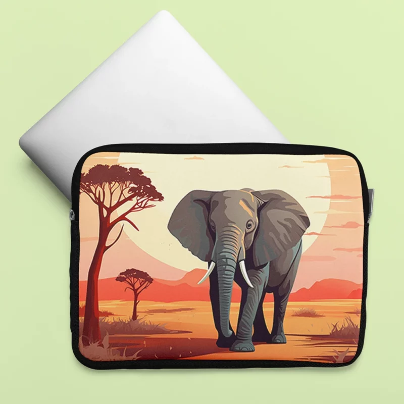 African Elephant in Savanna Laptop Sleeve