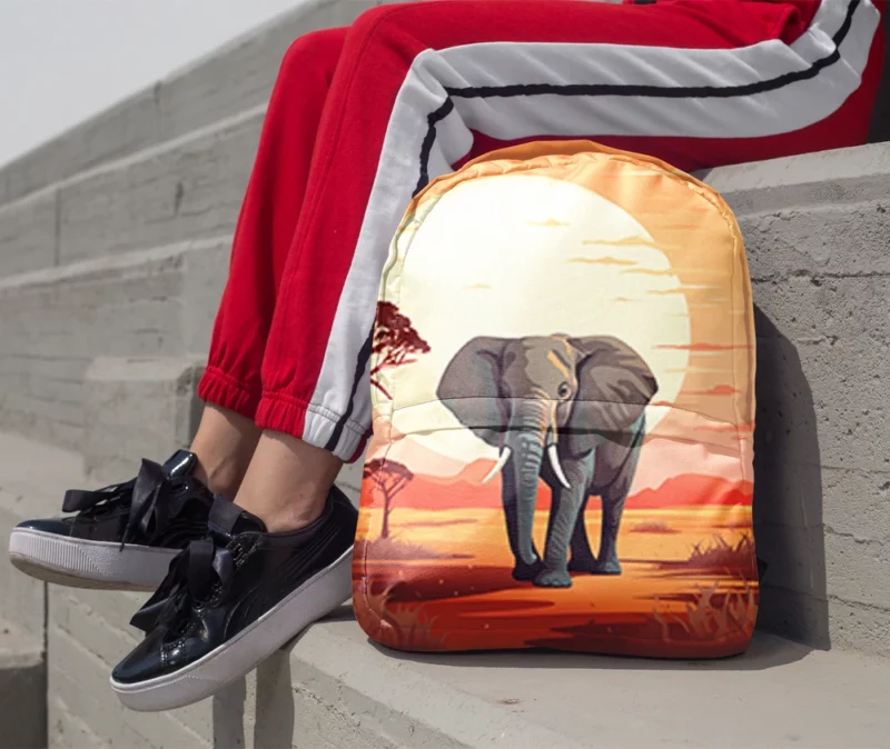 African Elephant in Savanna Minimalist Backpack 1