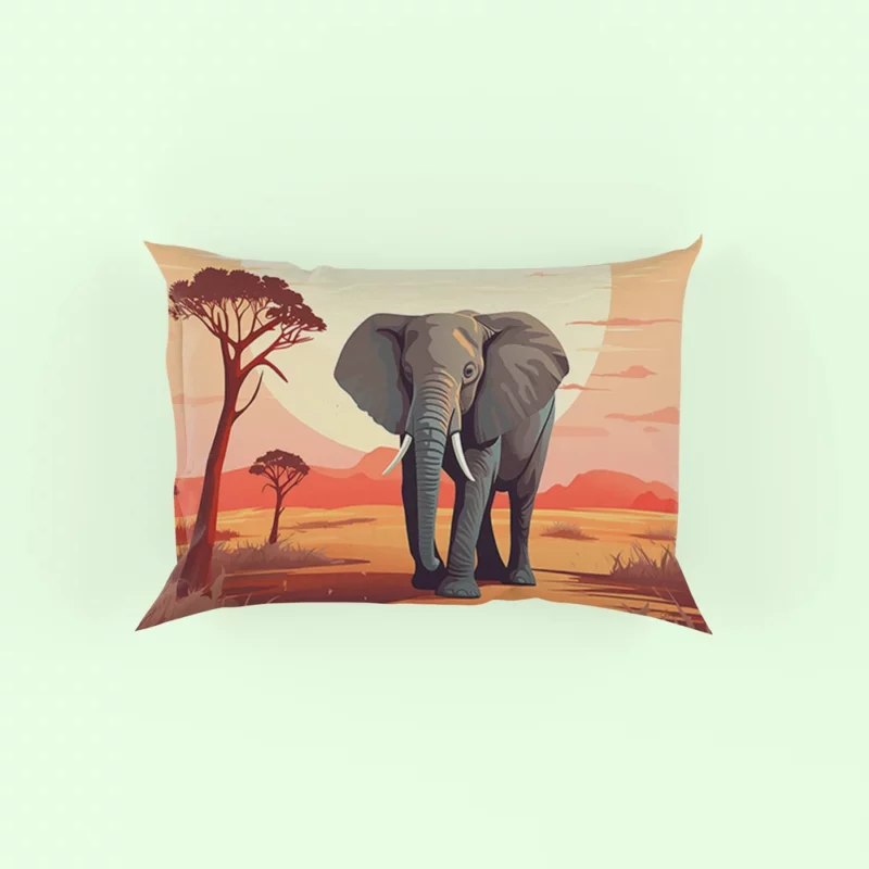 African Elephant in Savanna Pillow Case