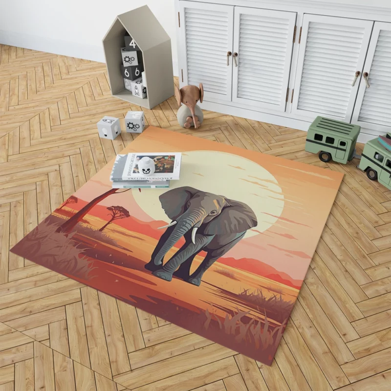 African Elephant in Savanna Rug 1