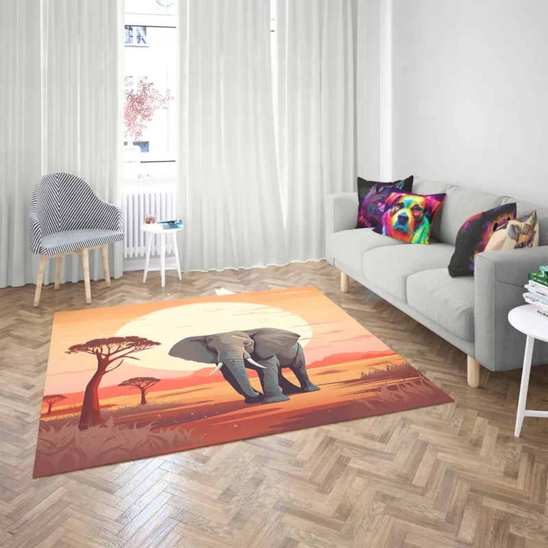 African Elephant in Savanna Rug 2