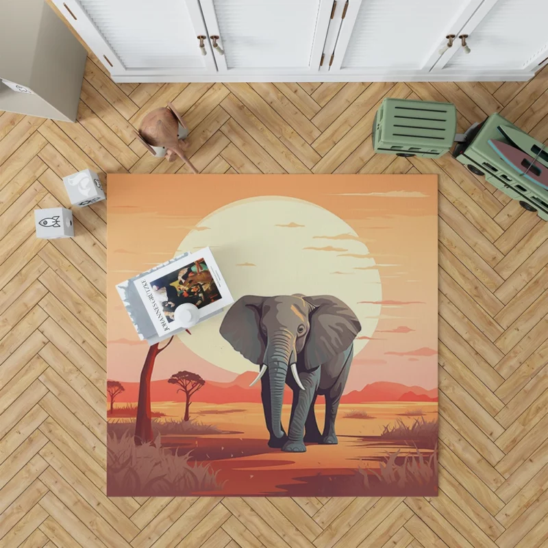 African Elephant in Savanna Rug